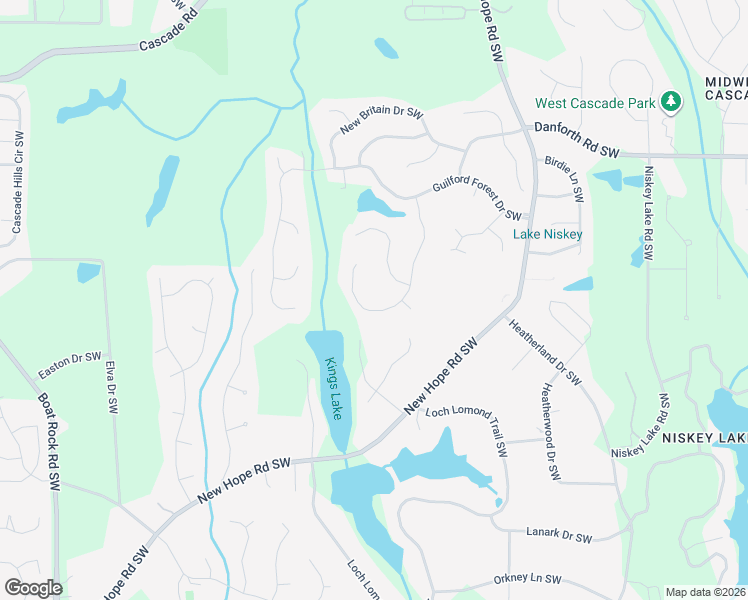 map of restaurants, bars, coffee shops, grocery stores, and more near 925 Forest Overlook Drive Southwest in Atlanta