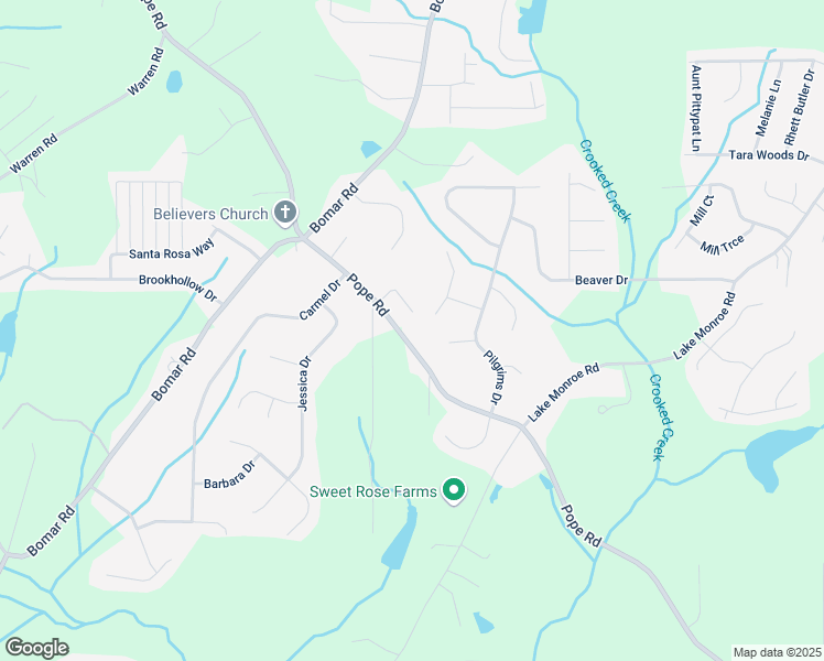 map of restaurants, bars, coffee shops, grocery stores, and more near 3110 Pope Road in Douglasville