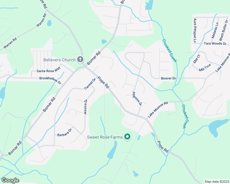 map of restaurants, bars, coffee shops, grocery stores, and more near 3110 Pope Road in Douglasville