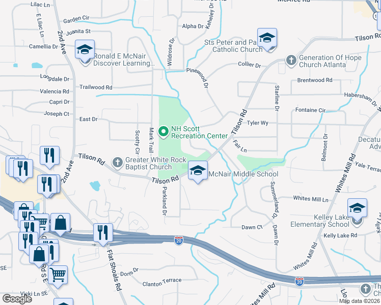 map of restaurants, bars, coffee shops, grocery stores, and more near 2315 Tilson Circle in Decatur