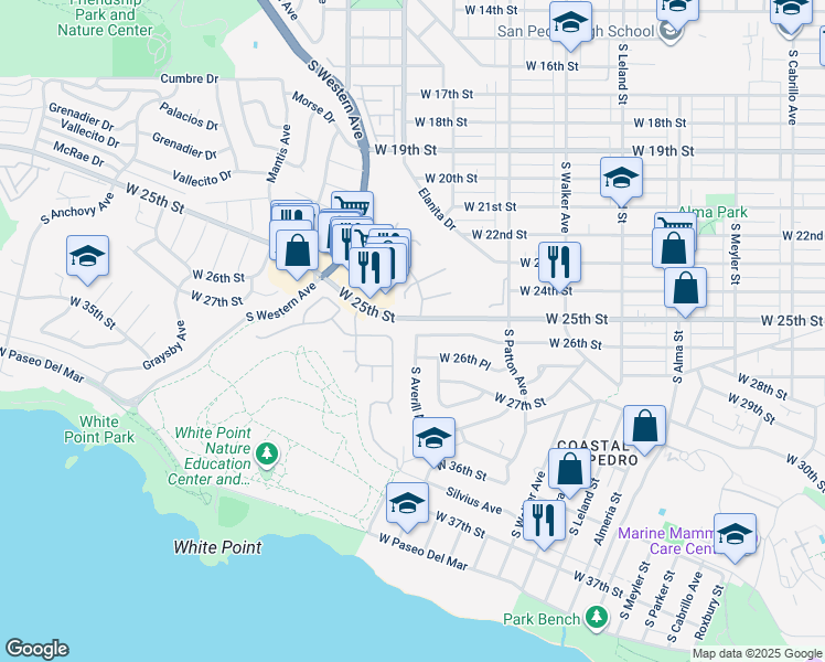 map of restaurants, bars, coffee shops, grocery stores, and more near 2601 South Averill Avenue in Los Angeles