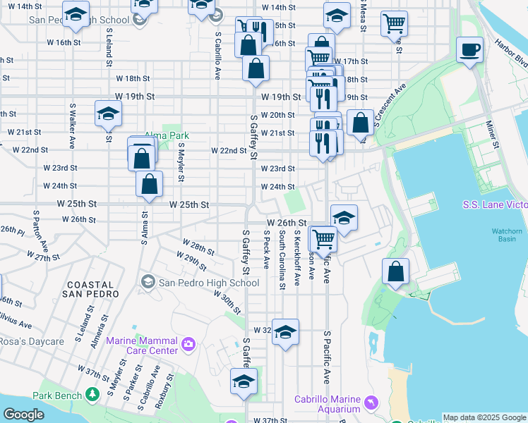 map of restaurants, bars, coffee shops, grocery stores, and more near 675 West Hamilton Avenue in Los Angeles
