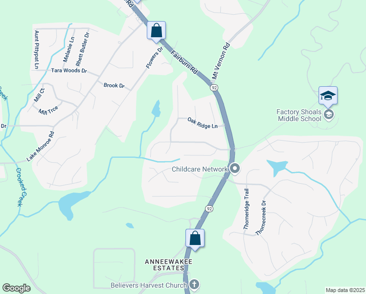map of restaurants, bars, coffee shops, grocery stores, and more near 2653 Del Ridge Drive in Douglasville