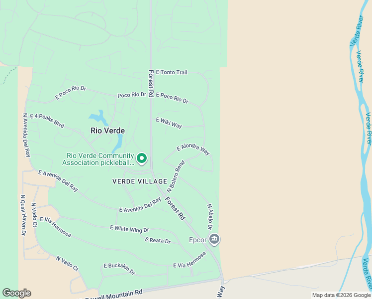 map of restaurants, bars, coffee shops, grocery stores, and more near 19102 East Alondra Way in Rio Verde