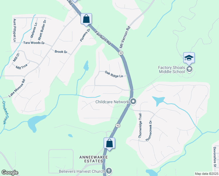 map of restaurants, bars, coffee shops, grocery stores, and more near 2633 Del Ridge Drive in Douglasville