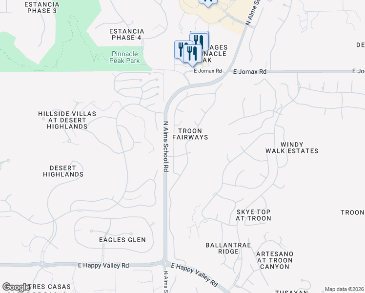 map of restaurants, bars, coffee shops, grocery stores, and more near in Scottsdale