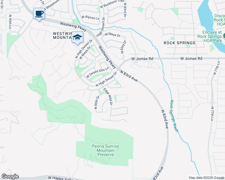 map of restaurants, bars, coffee shops, grocery stores, and more near 8367 West Briles Road in Peoria