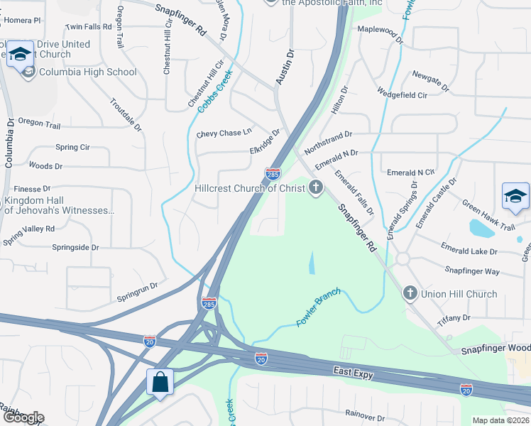 map of restaurants, bars, coffee shops, grocery stores, and more near 2307 Troy Cove Road in Decatur