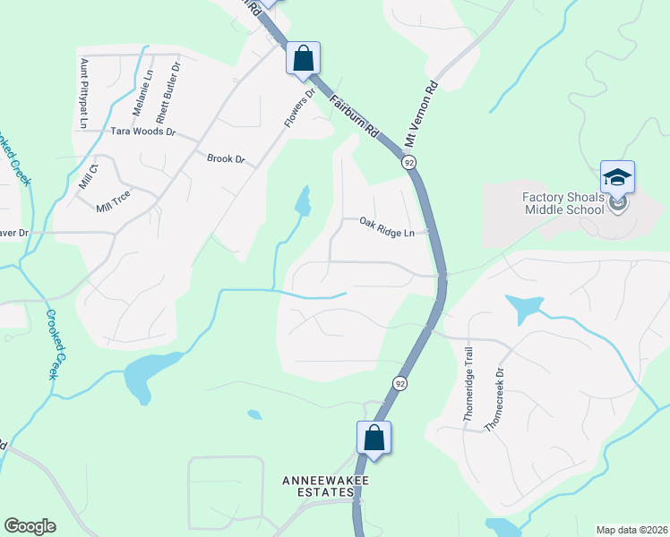 map of restaurants, bars, coffee shops, grocery stores, and more near 2687 Del Ridge Drive in Douglasville