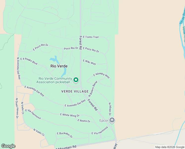 map of restaurants, bars, coffee shops, grocery stores, and more near 19032 East Alondra Way in Rio Verde