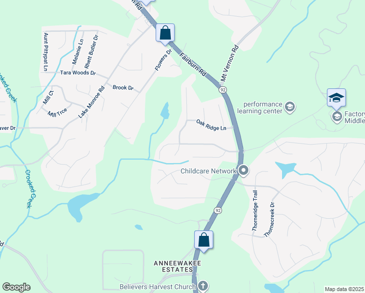 map of restaurants, bars, coffee shops, grocery stores, and more near 2687 Del Ridge Drive in Douglasville