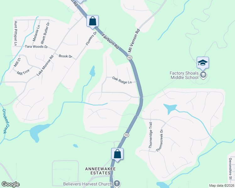 map of restaurants, bars, coffee shops, grocery stores, and more near 2619 Del Ridge Drive in Douglasville
