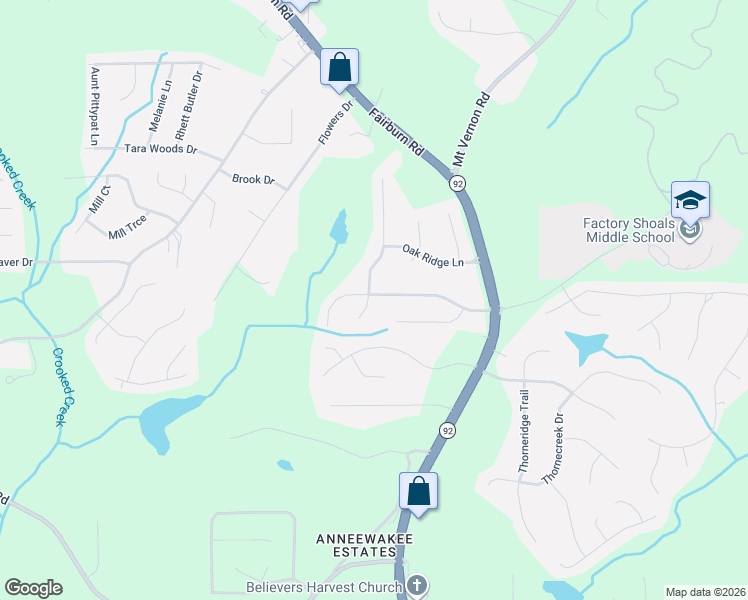 map of restaurants, bars, coffee shops, grocery stores, and more near 2687 Del Ridge Drive in Douglasville