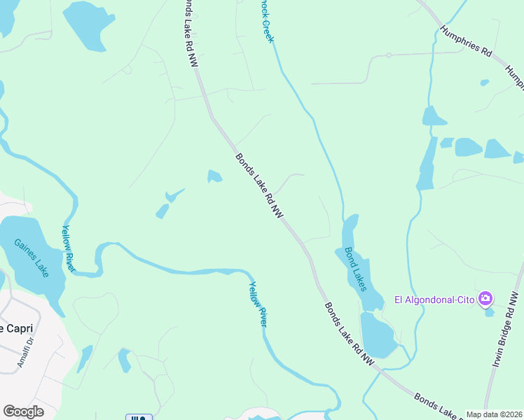 map of restaurants, bars, coffee shops, grocery stores, and more near 2940 Bonds Lake Road Northwest in Conyers