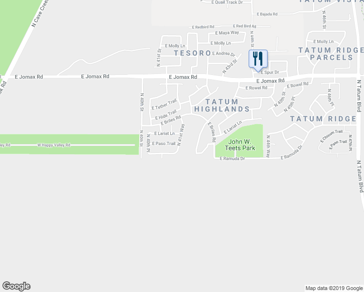 map of restaurants, bars, coffee shops, grocery stores, and more near 25823 North 41st Way in Phoenix