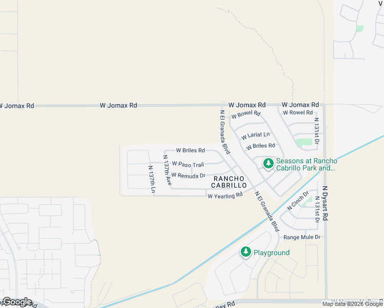 map of restaurants, bars, coffee shops, grocery stores, and more near 13625 West Briles Road in Peoria