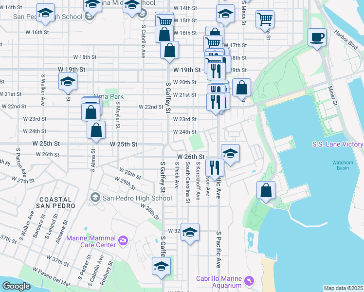 map of restaurants, bars, coffee shops, grocery stores, and more near 675 West Hamilton Avenue in Los Angeles