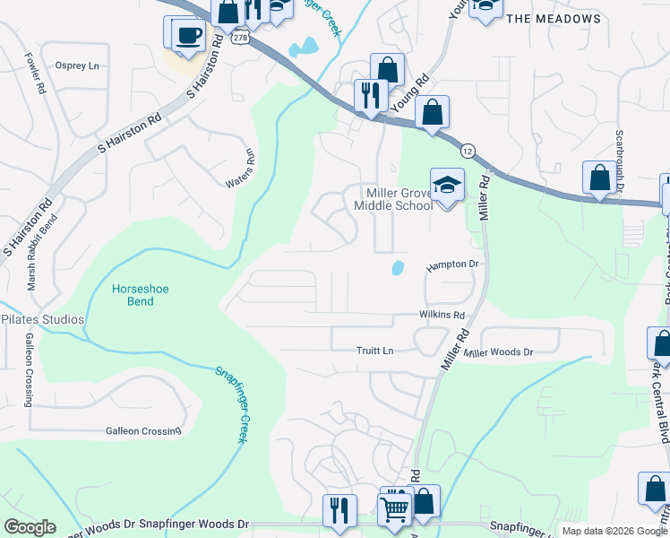 map of restaurants, bars, coffee shops, grocery stores, and more near 2290 Wilkins Cove in Decatur