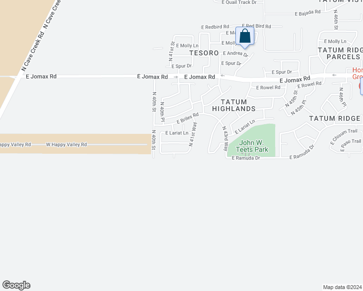 map of restaurants, bars, coffee shops, grocery stores, and more near 4111 East Paso Trail in Phoenix