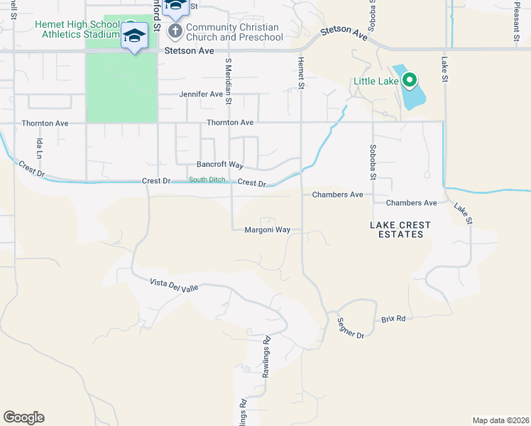 map of restaurants, bars, coffee shops, grocery stores, and more near 42150 Margoni Way in Hemet