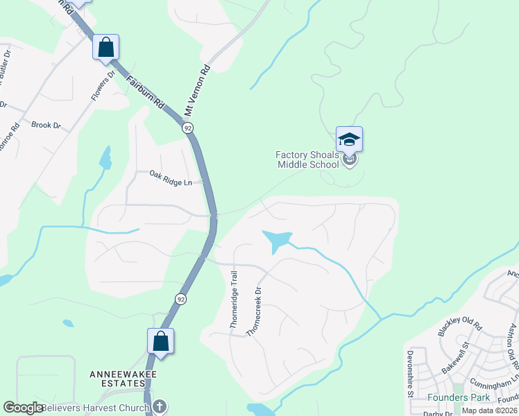map of restaurants, bars, coffee shops, grocery stores, and more near 3070 Cherry Tree Walk in Douglasville