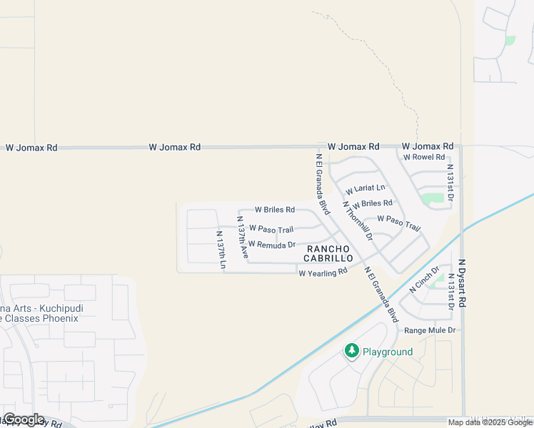 map of restaurants, bars, coffee shops, grocery stores, and more near 13625 West Briles Road in Peoria