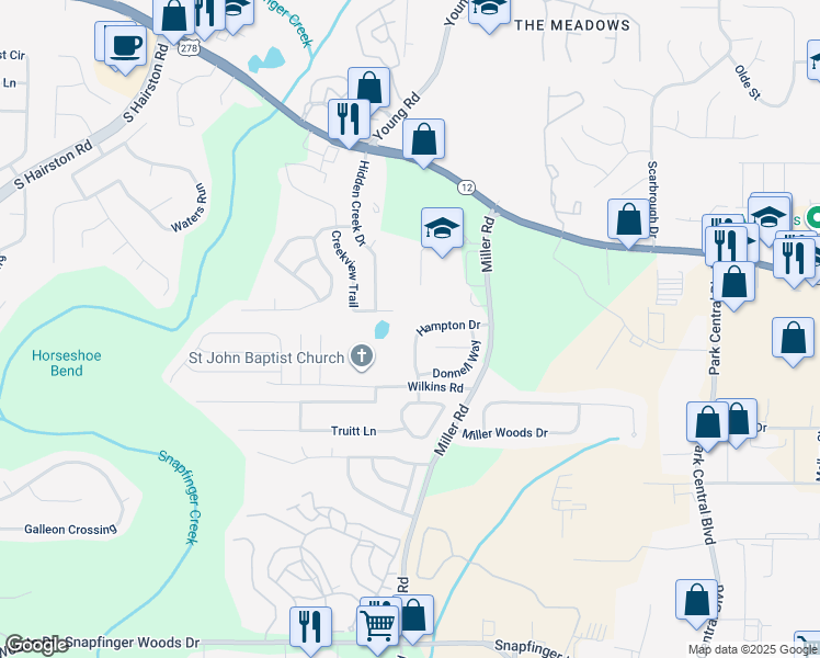 map of restaurants, bars, coffee shops, grocery stores, and more near 2291 Hampton Drive in Decatur