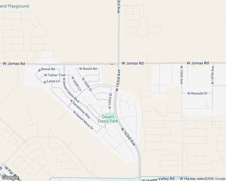 map of restaurants, bars, coffee shops, grocery stores, and more near 26051 North 163rd Drive in Surprise