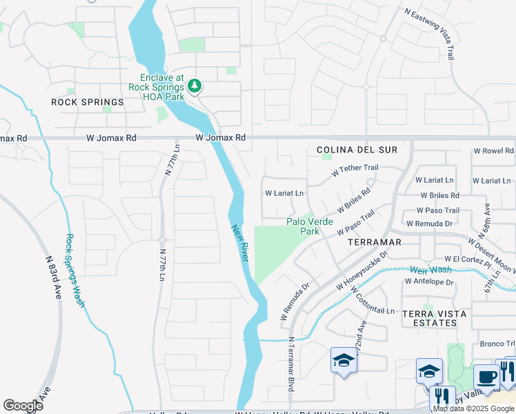 map of restaurants, bars, coffee shops, grocery stores, and more near 26264 North 74th Lane in Peoria