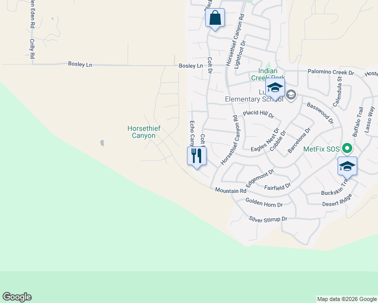 map of restaurants, bars, coffee shops, grocery stores, and more near 27395 Echo Canyon Court in Corona