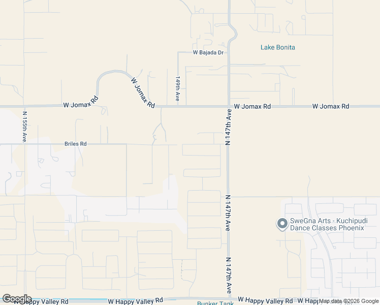 map of restaurants, bars, coffee shops, grocery stores, and more near 14915 West Briles Road in Sun City