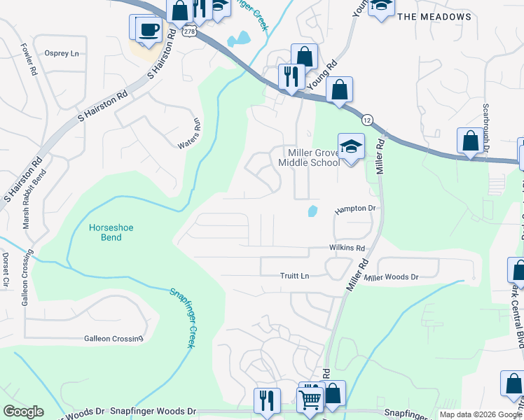 map of restaurants, bars, coffee shops, grocery stores, and more near 2290 Wilkins Cove in Decatur