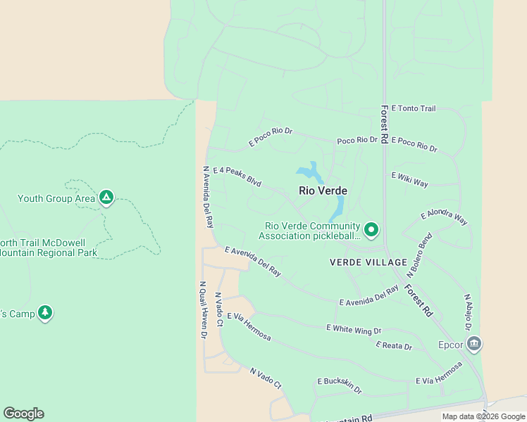 map of restaurants, bars, coffee shops, grocery stores, and more near 18534 East Parada Circle in Rio Verde