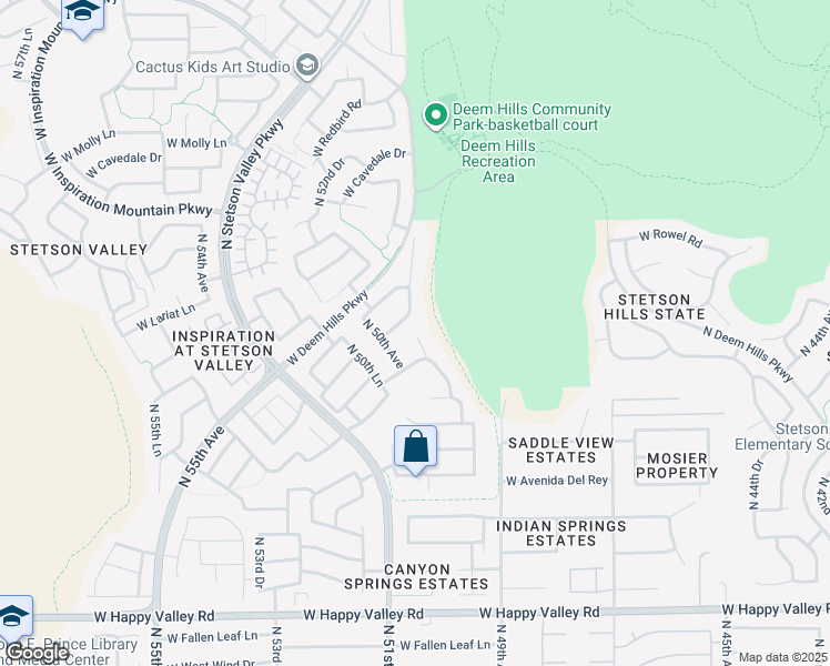 map of restaurants, bars, coffee shops, grocery stores, and more near 25921 North 49th Lane in Phoenix
