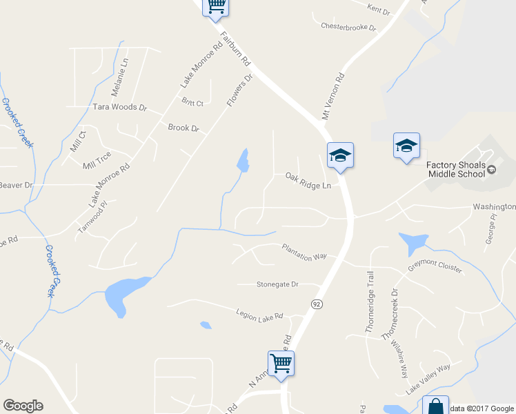 map of restaurants, bars, coffee shops, grocery stores, and more near 2688 Del Ridge Drive in Douglasville