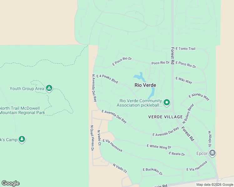 map of restaurants, bars, coffee shops, grocery stores, and more near 18534 East Parada Circle in Rio Verde