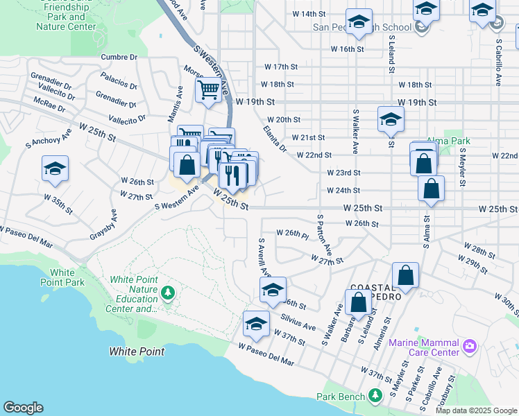 map of restaurants, bars, coffee shops, grocery stores, and more near 2601 South Averill Avenue in Los Angeles