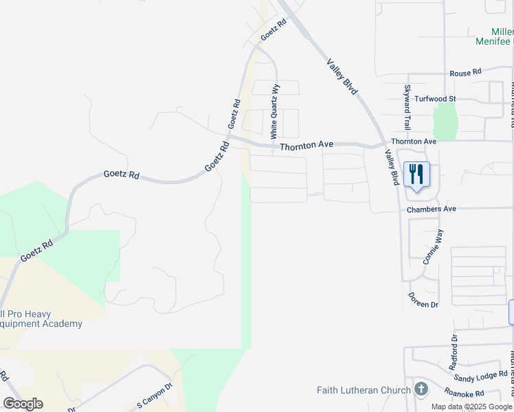 map of restaurants, bars, coffee shops, grocery stores, and more near Chambers Avenue in Menifee
