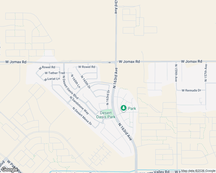 map of restaurants, bars, coffee shops, grocery stores, and more near 26051 North 163rd Drive in Surprise