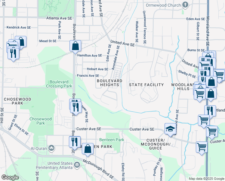 map of restaurants, bars, coffee shops, grocery stores, and more near 840 Teton Avenue Southeast in Atlanta