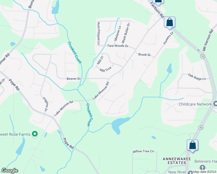 map of restaurants, bars, coffee shops, grocery stores, and more near 4070 Tarnwood Place in Douglasville