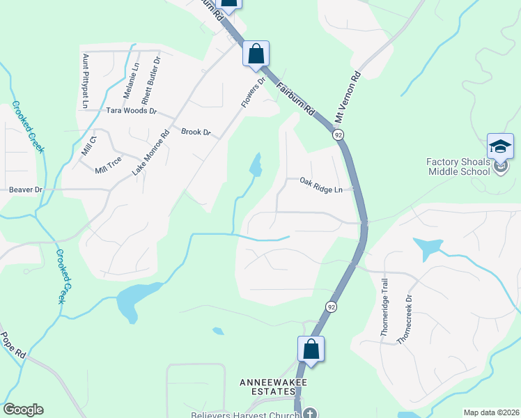 map of restaurants, bars, coffee shops, grocery stores, and more near 2706 Del Ridge Drive in Douglasville