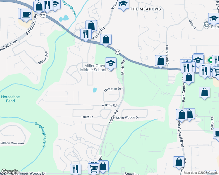 map of restaurants, bars, coffee shops, grocery stores, and more near 2250 Hampton Drive in Decatur