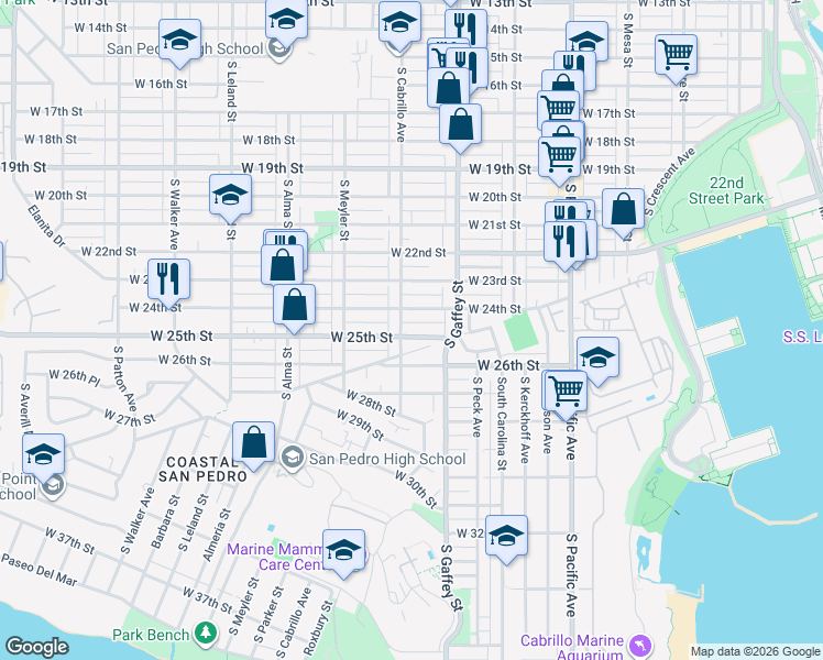 map of restaurants, bars, coffee shops, grocery stores, and more near 778 West 25th Street in Los Angeles