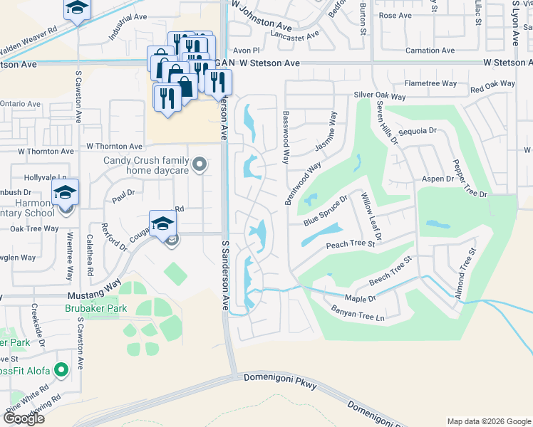 map of restaurants, bars, coffee shops, grocery stores, and more near 3051 Mill Ridge Drive in Hemet