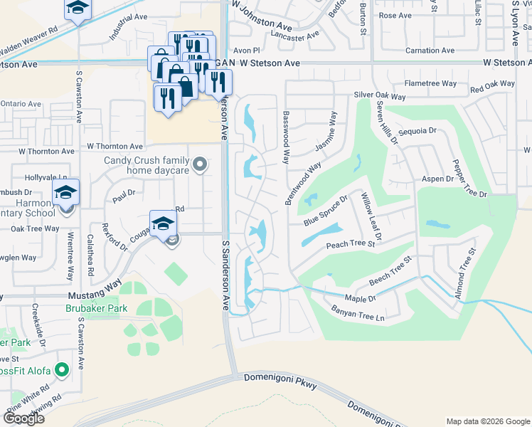 map of restaurants, bars, coffee shops, grocery stores, and more near 3051 Mill Ridge Drive in Hemet