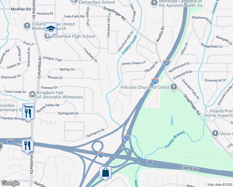 map of restaurants, bars, coffee shops, grocery stores, and more near 2273 Maryland Court in Decatur