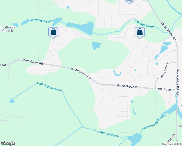 map of restaurants, bars, coffee shops, grocery stores, and more near 7700 Union Grove Road in Lithonia