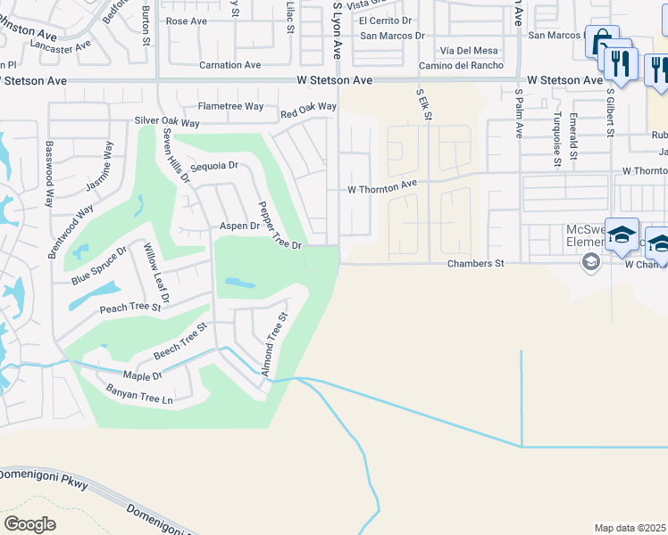 map of restaurants, bars, coffee shops, grocery stores, and more near 1711 South Lyon Avenue in Hemet