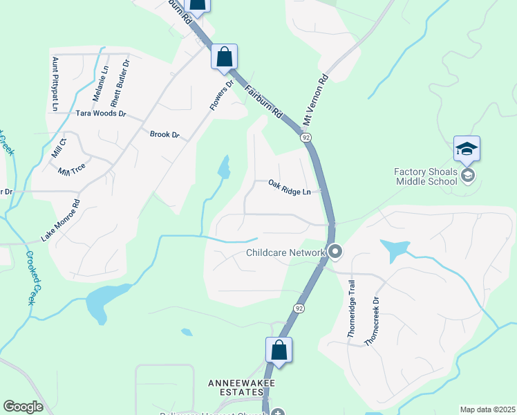 map of restaurants, bars, coffee shops, grocery stores, and more near 2656 Del Ridge Drive in Douglasville